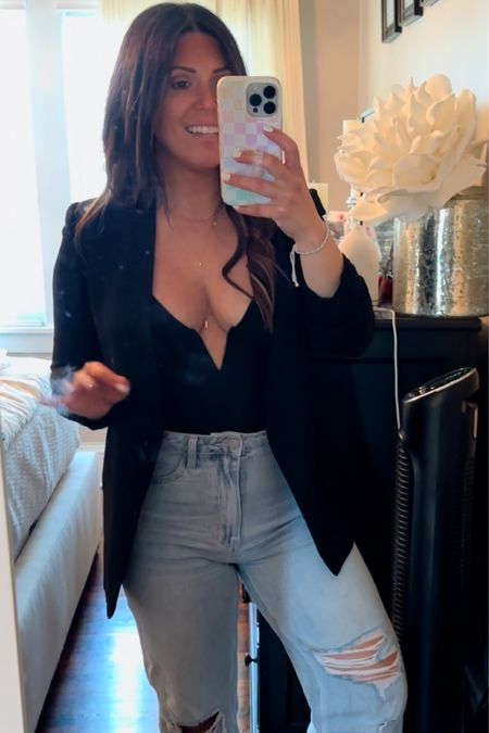 Hot date night or mom’s night out outfit. Not sure I have the balls to wear this though hahhah 

Size up in the bodysuit  

#LTKStyleTip #LTKSaleAlert #LTKOver40