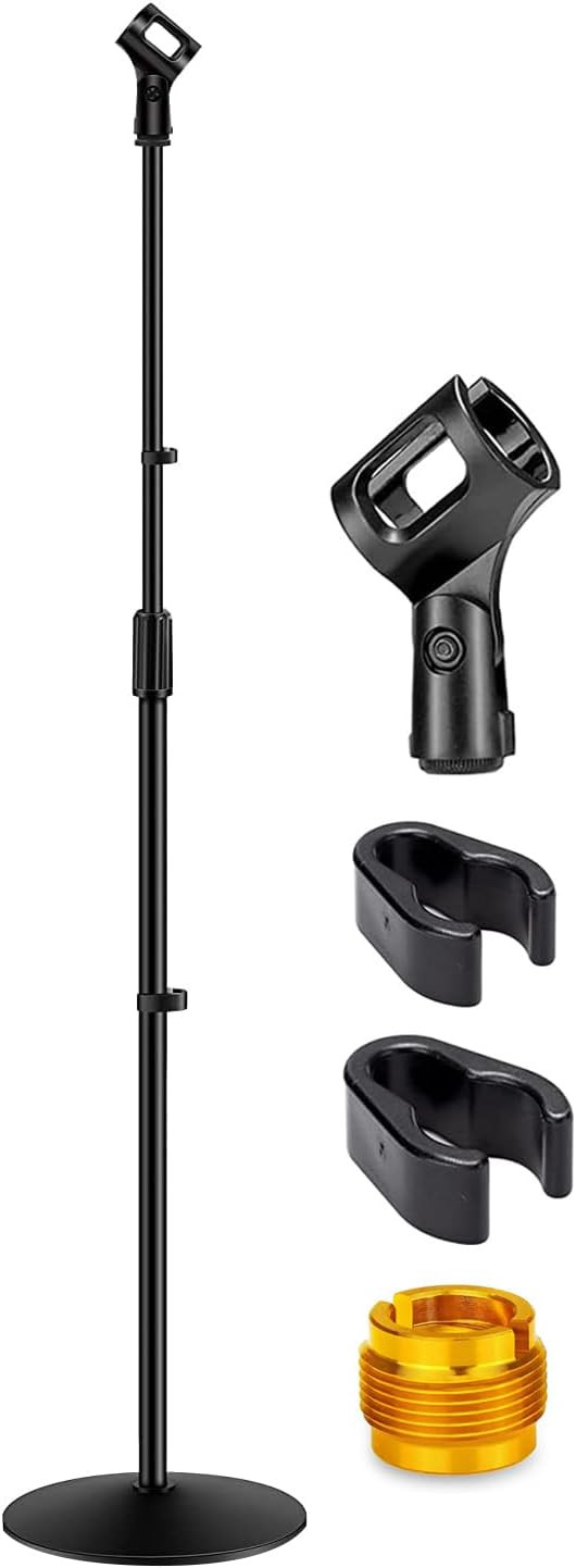 GLEAM Microphone Stand, Mic Stand Floor Detachable Boom Mic Arm Stands with Weighted Round Base, ... | Amazon (US)