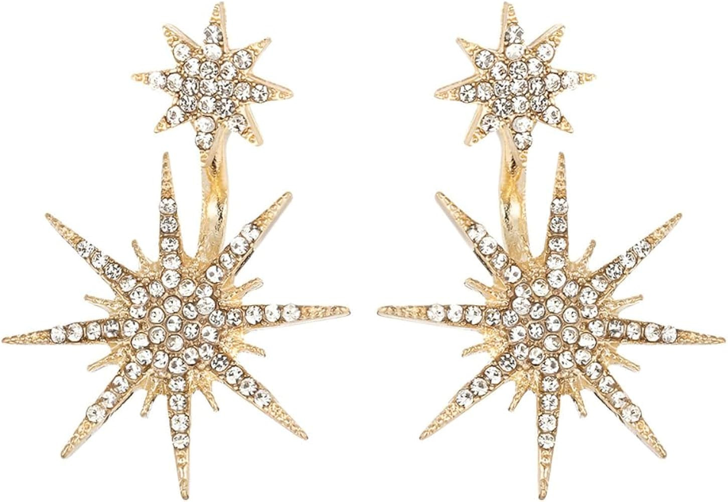 Blingsoul Stars Rhinestone Bride Earrings - Elegant Silver and Gold Dangle Style Hollow Star Earr... | Amazon (US)