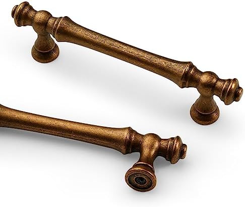 Asidrama 10 Pack 3.75 Inch(96mm) Antique Brass Kitchen Cabinet Handles, Vintage Retro Cabinet Pul... | Amazon (US)