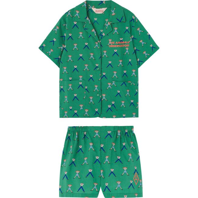 Magpie Men & Women Kids Regular Fit Short Sleeve Shirt & Short Set, Green | Maisonette