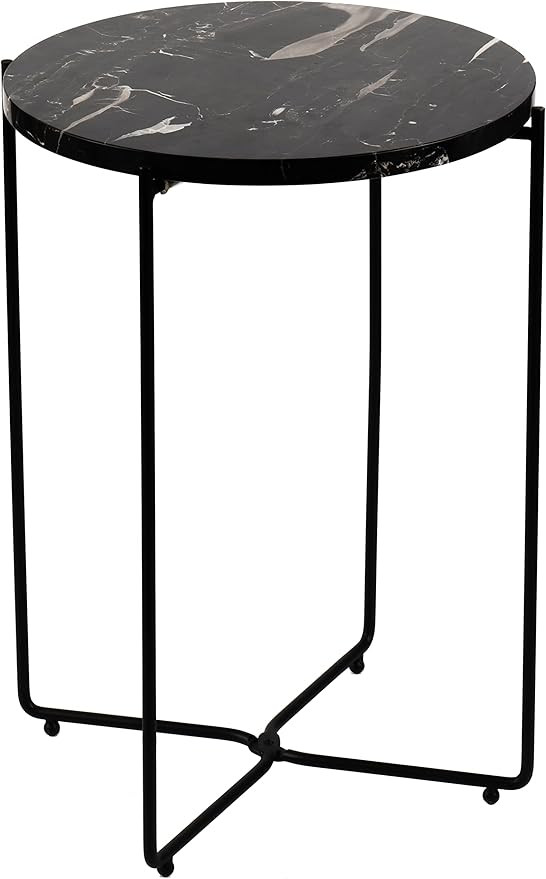 Real Natural Marble Top Metal Round Side End Table, Modern Lightweiht Bedside Small Coffee Table ... | Amazon (US)