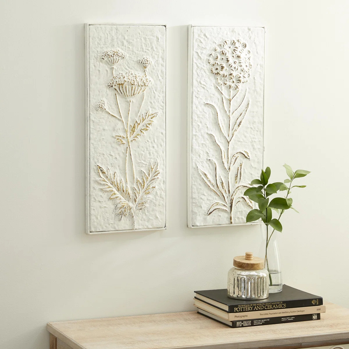 Metal Relief Floral Home Wall Decor with Gold Detailing | Wayfair North America