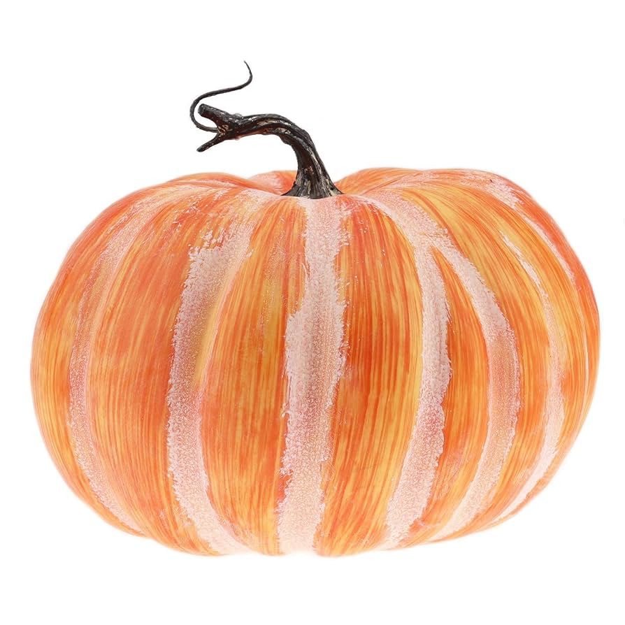 Woration Fake Pumpkin Decoration 8.4 Inch Large Yellow Artificial Pumpkin Faux Vegetable Food Mod... | Amazon (US)