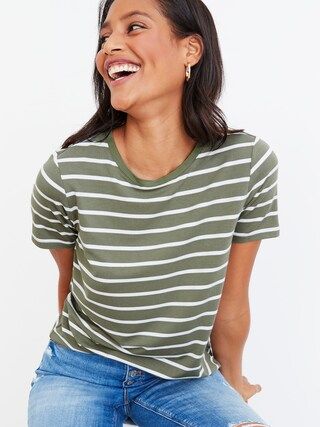 Luxe Striped Crew-Neck Tee for Women | Old Navy (US)
