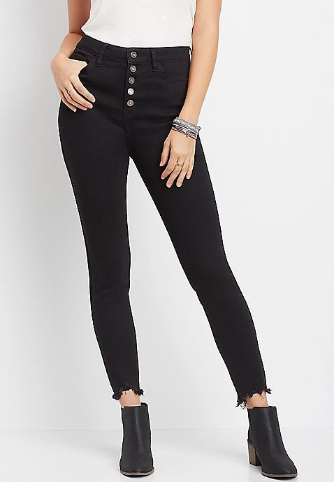KanCan™ high rise button fly fray hem skinny jean | Maurices