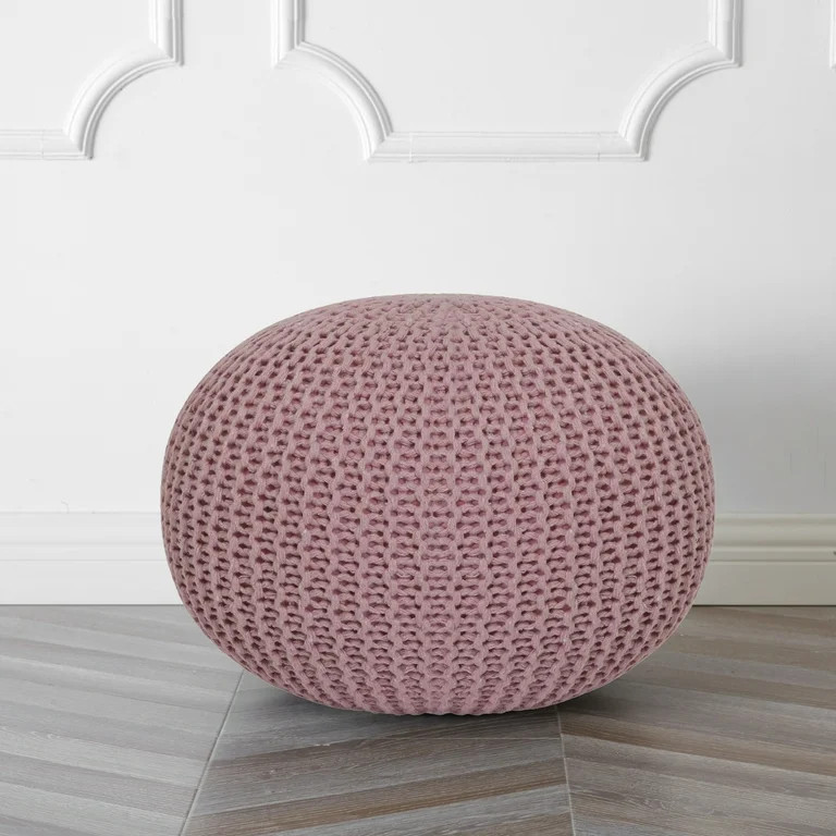 Urban Shop Round Solid Print Polyester Pouf, Pink | Walmart (US)