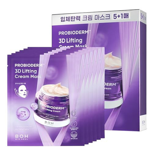 BIOHEAL BOH Probioderm 3D Lifting Cream Mask 6 Sheets | Korean Collagen Face Mask for Wrinkles, Firming & Anti-Aging | Probiotic Skincare Sheet for Sagging Skin, Instant Lift & Hydration | Amazon (US)