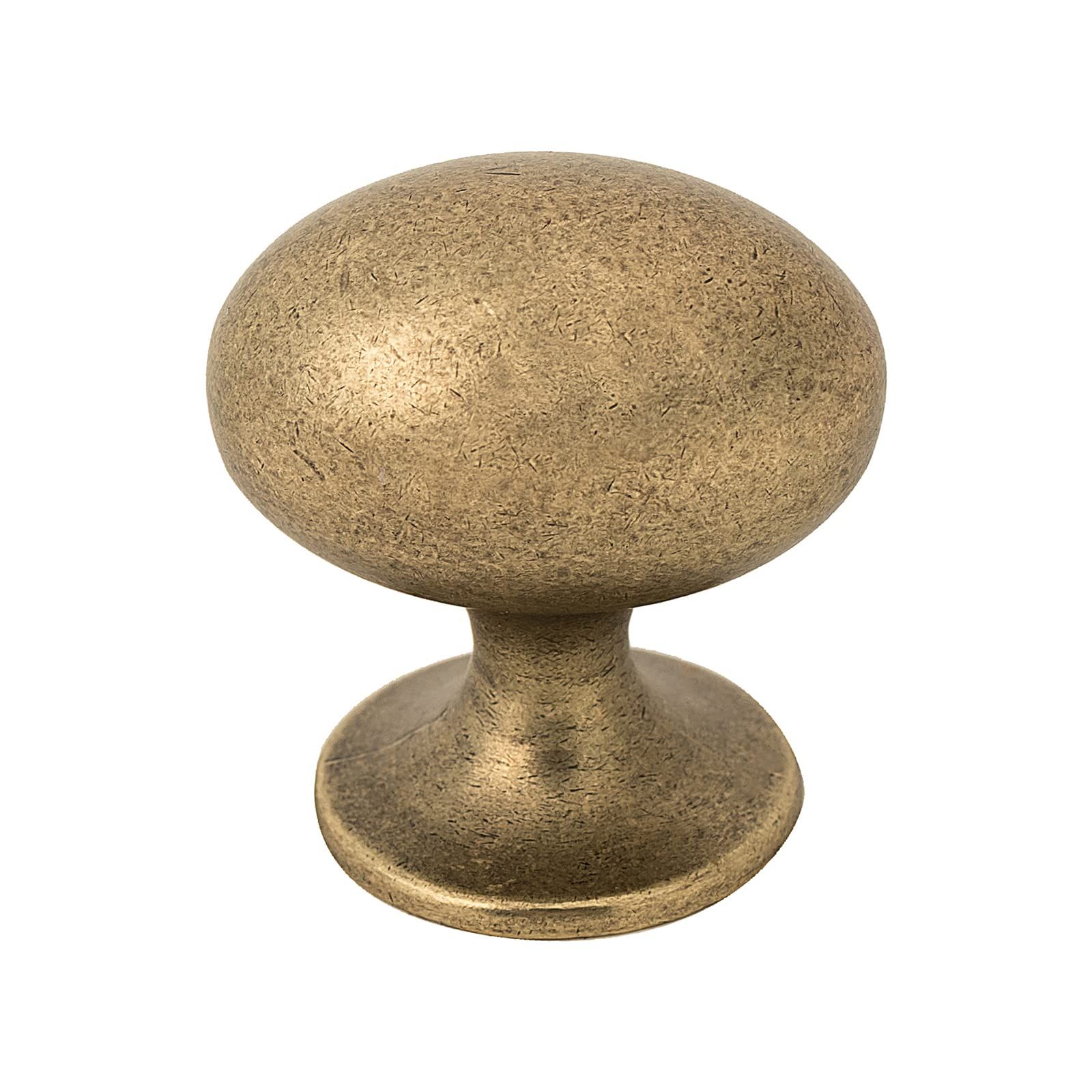 HARPOON Cabinet Hardware Oval Mushroom Knob 1-2/5" Diameter 36mm, 10 Pack (Antique Brass) | Amazon (US)