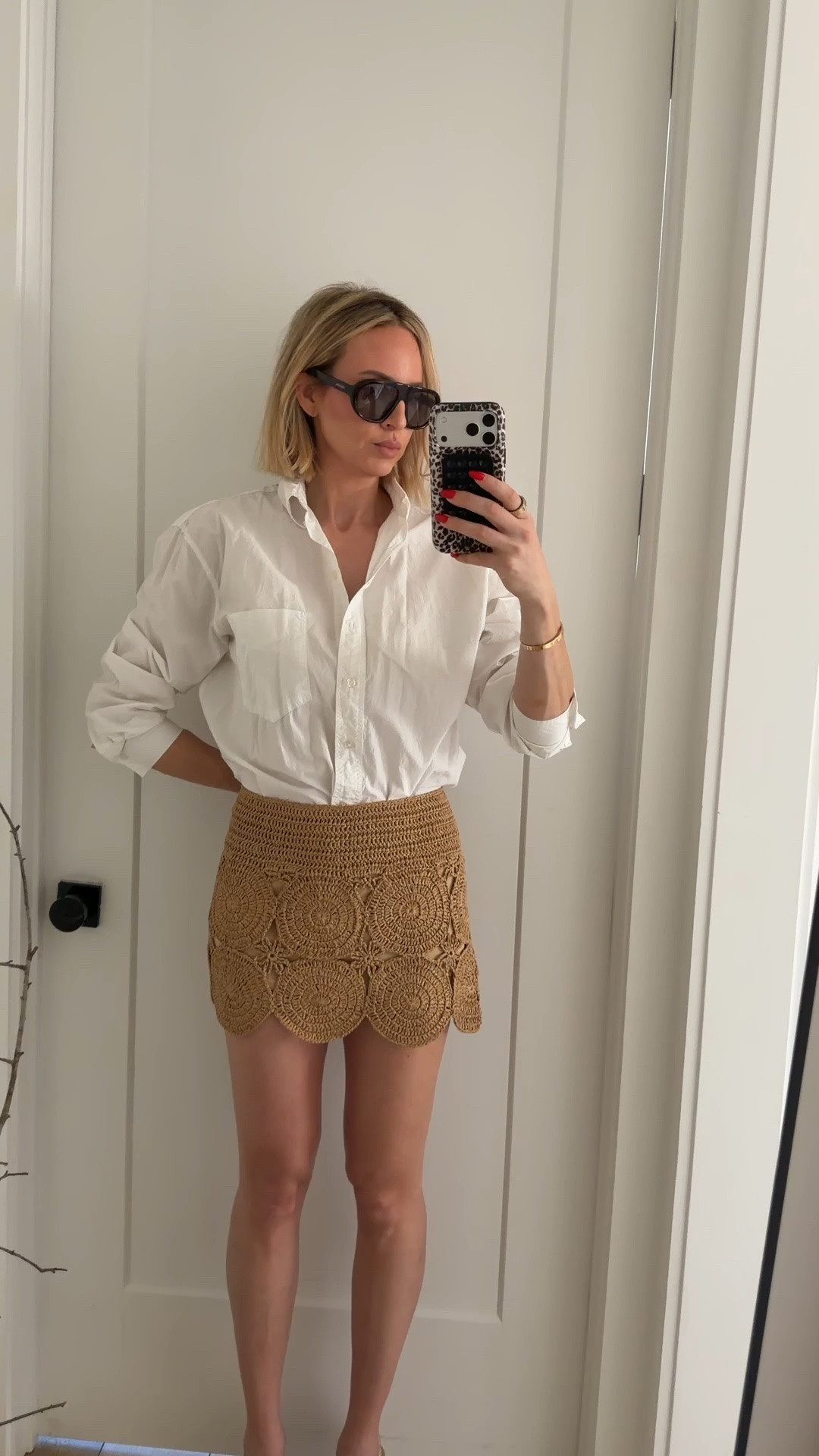 This skirt sells out all the time! It comes in a bunch of different colors too. I love the red as well. Definitely size down, runs big. The top is from Zara, but I can’t find the exact one. I linked a similar one below. Heels or Amazon! ￼￼￼

#LTKTall #LTKgrwm #LTKootd