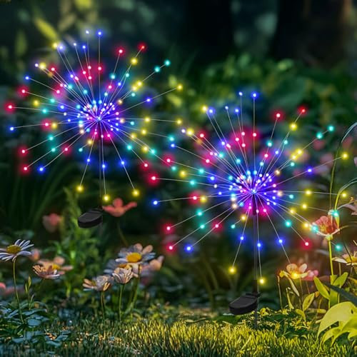 PEVOROS Garden Decor Solar Lights Outdoor,120LED Waterproof Colorful Solar Fairy Garden Lights for Outdoor Decoration,Yard, Patio, Porch,Flower Pot,Pathway,Christmas (2Pack) | Amazon (US)