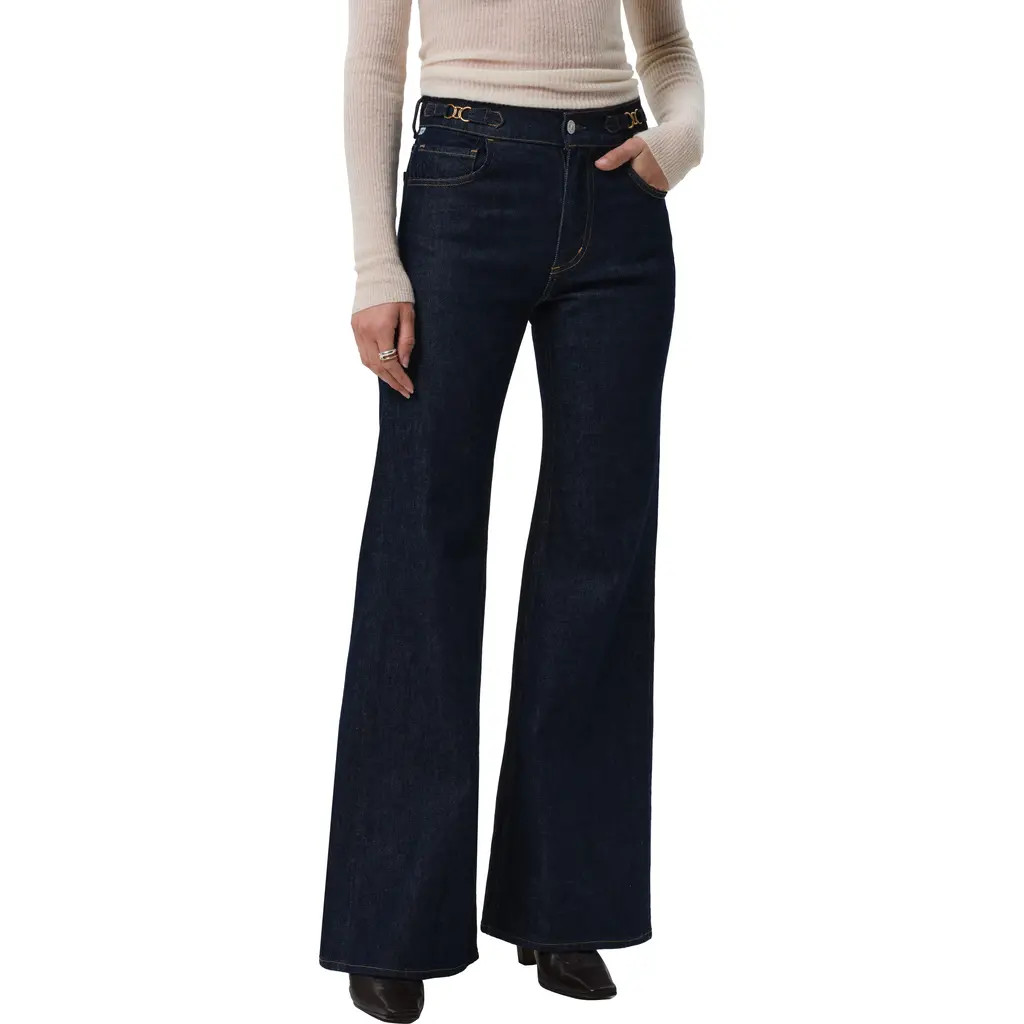Citizens of Humanity Kimberly Side Tab Flare Jeans in Helia Dark Indigo at Nordstrom, Size 31 | Nordstrom