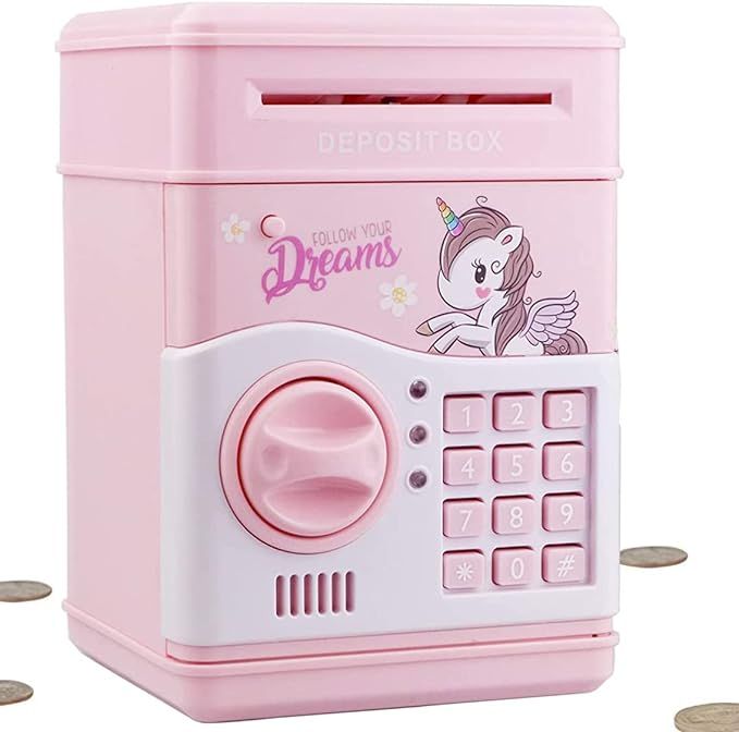 Electronic Unicorn Piggy Bank for Girls, Kids Safe Money Bank with Personal Password Setting, Min... | Amazon (US)