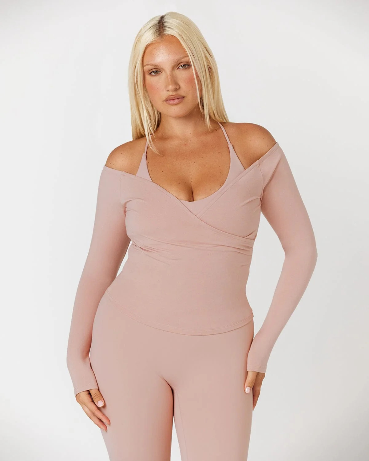 Off Shoulder Wrap Top | Dusty Pink | Crop Shop Boutique AU