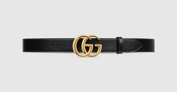 Gucci GG Marmont leather belt with shiny buckle | Gucci (US)