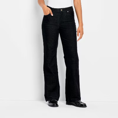 Women's Mid-Rise Bootcut Leg Flocked Pants - Future Collective Black | Target