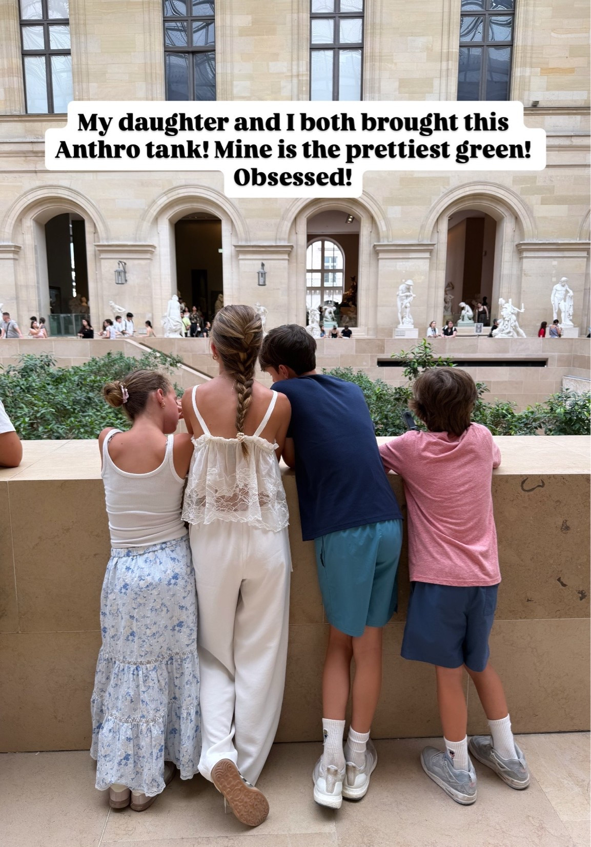 Kids outfits for our trip to the Louvre in Paris! My daughter and I both wore this @Anthropologie tank shirt n our trip. And love her side tie @Aritzia pants. My boys lived in these tees from
@abercrombie!

#LTKootd #LTKSaleAlert #LTKKids