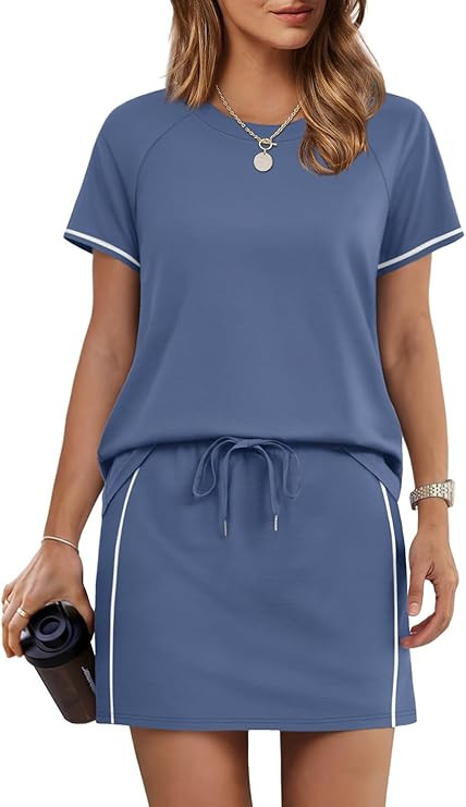 Sampeel 2 Piece Sets for Women Skirt Sets Summer Outfits Womens Clothing Set Travel Workout Skort... | Amazon (US)