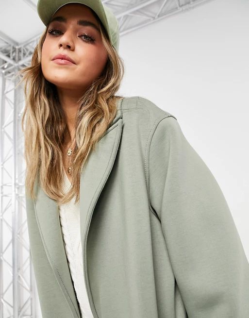 ASOS DESIGN scuba chuck on coat in sage | ASOS (Global)