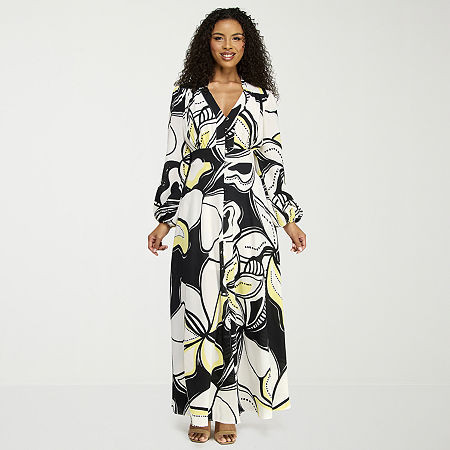 Premier Amour Womens Long Sleeve Floral Maxi Dress, 10, White | JCPenney
