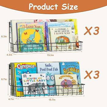 X-cosrack Floating Book Shelves for Wall Kids Bookshelf,Metal Hanging Wall Mounted Shelf for Nurs... | Amazon (US)