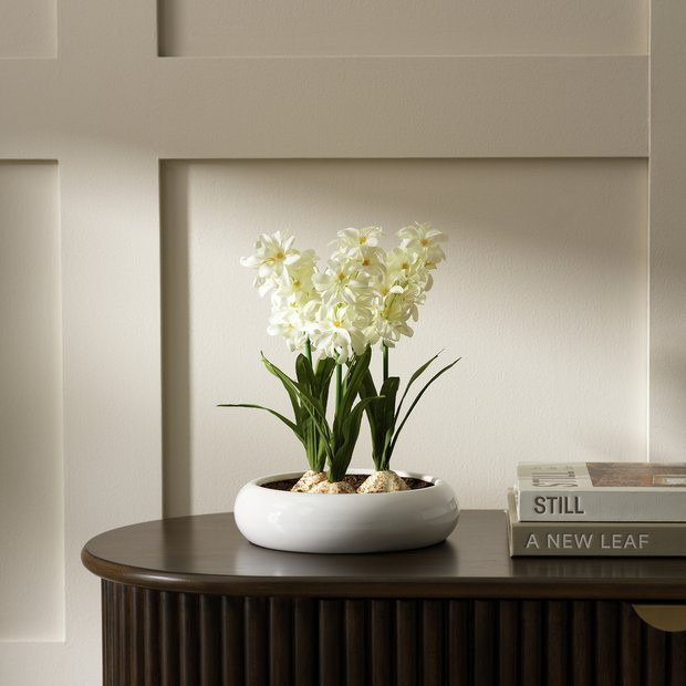 Buy Argos Home Artificial Hyacinths in Ceramic Pot - Cream | Indoor pots and planters | Argos | argos.co.uk