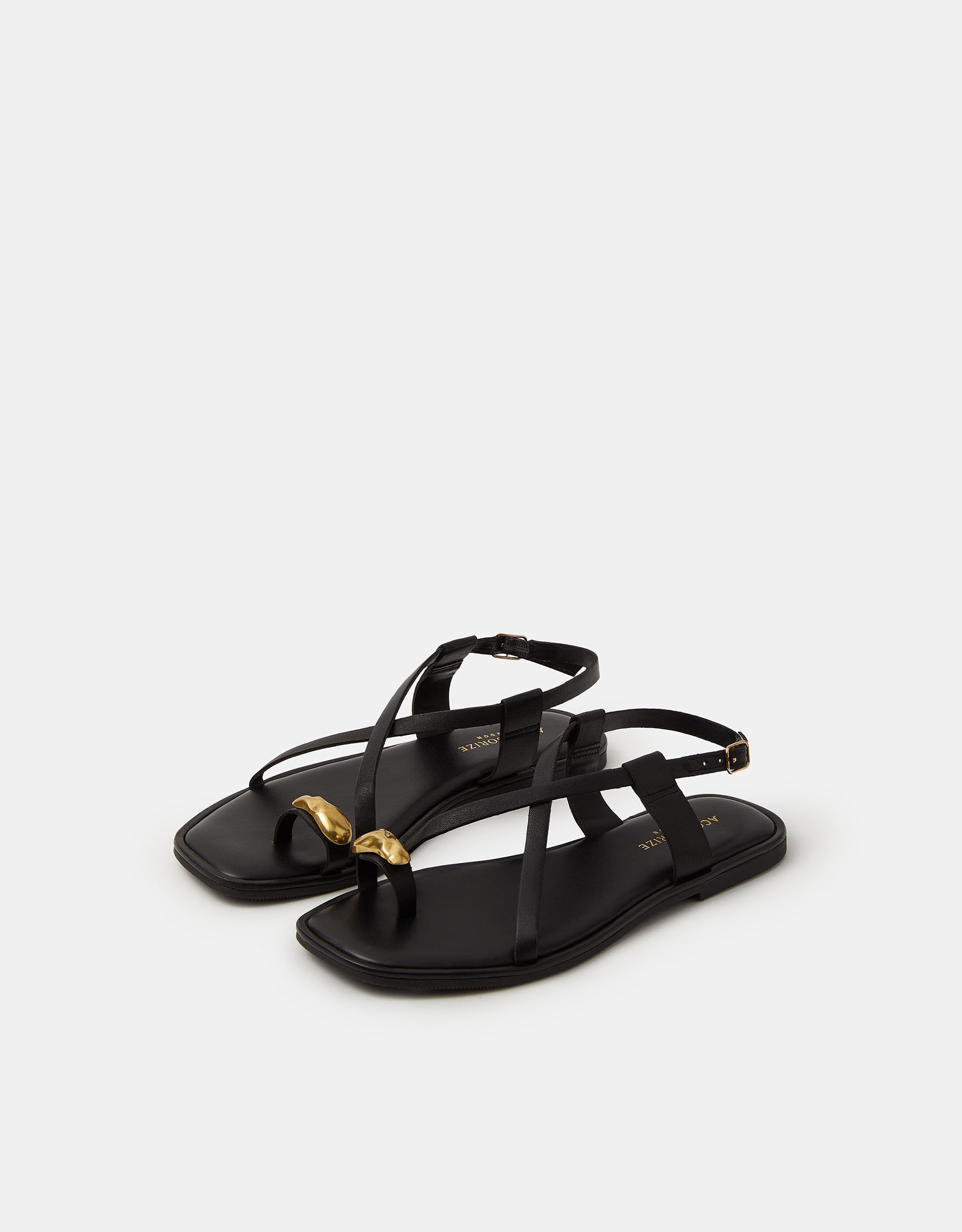 Metal Toe Detail Strappy Sandals Black | Accessorize (Global)