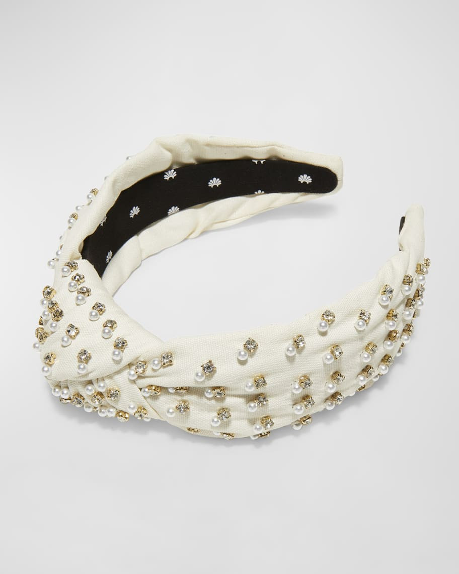 Lele Sadoughi Pearly Embellished Knotted Headband | Neiman Marcus