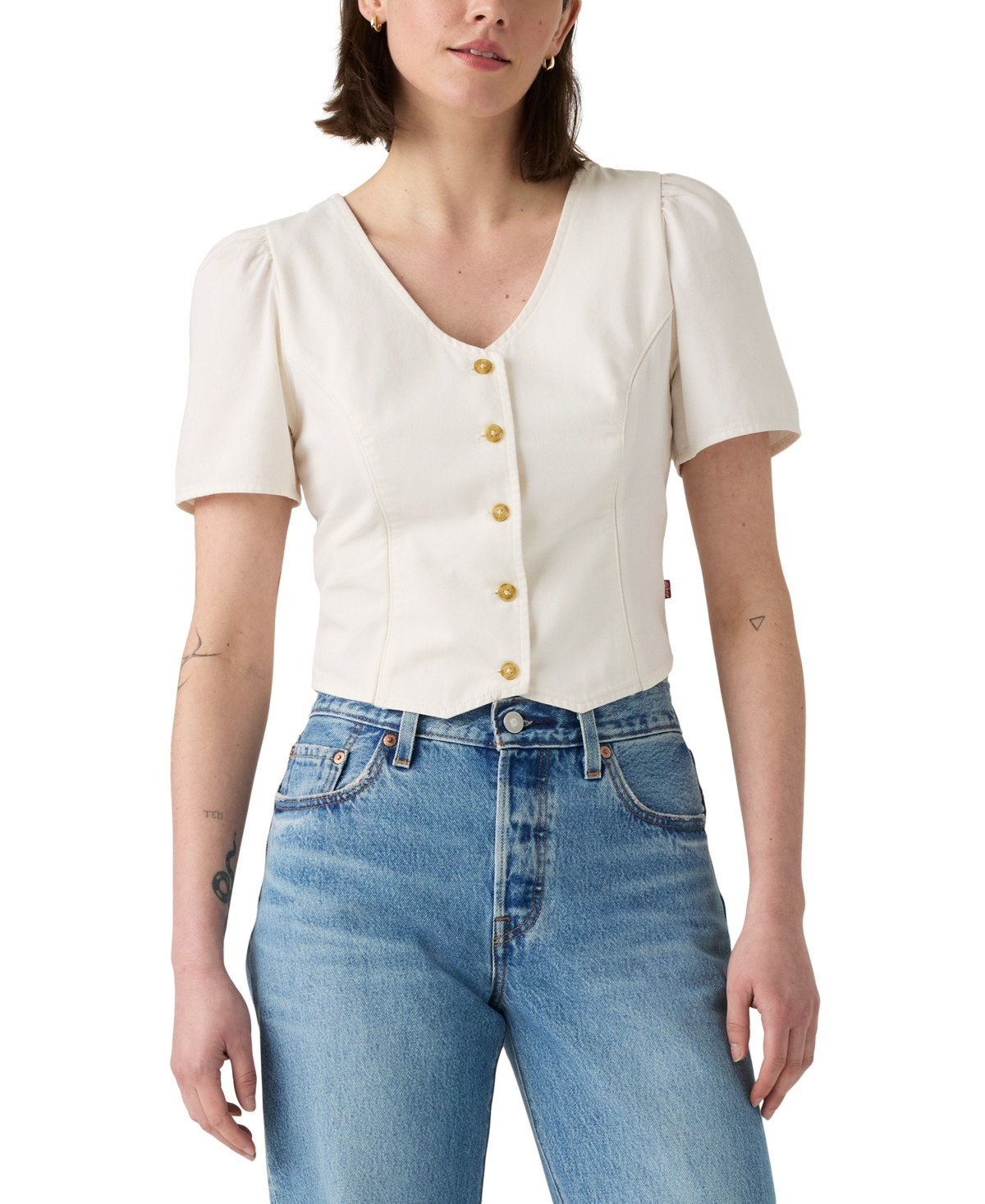 Levi's Women's Moxie Cotton Short-Sleeve Denim Blouse - Another Flurry | Macy's
