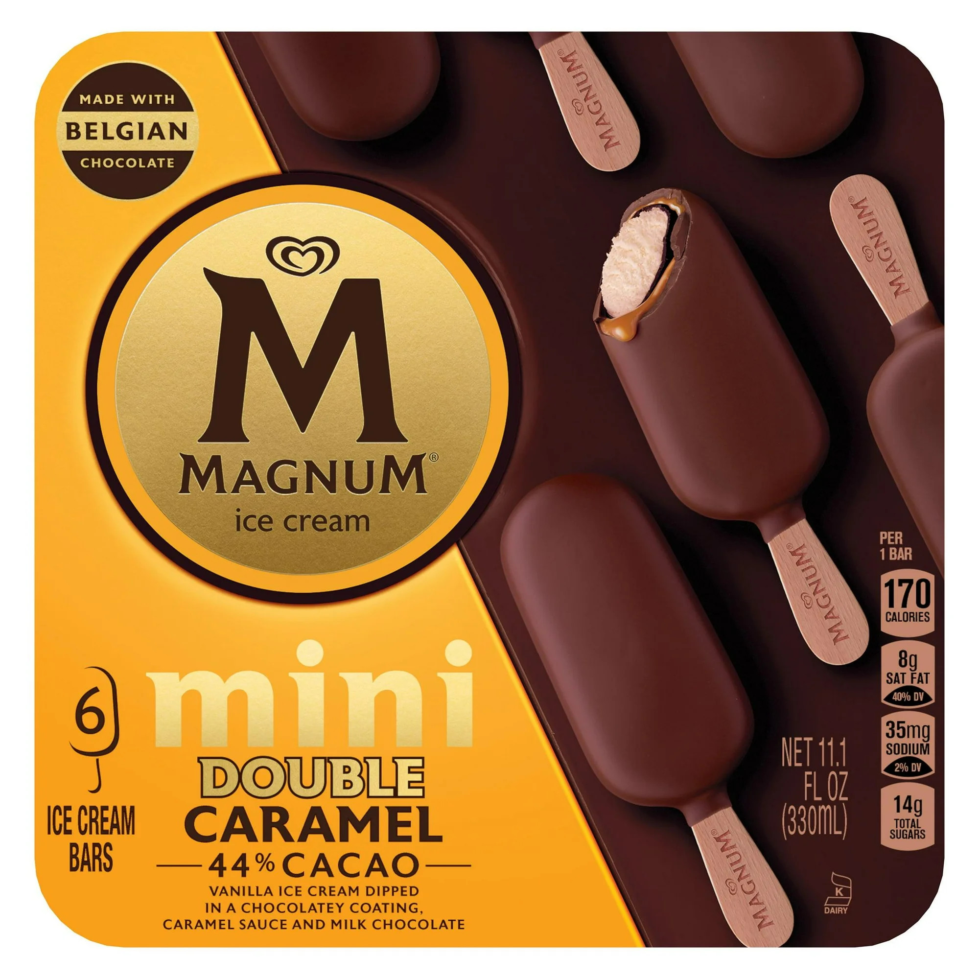 Magnum Mini Double Caramel Vanilla Creamy Ice Cream Bars, Kosher Milk, 6 Count | Walmart (US)
