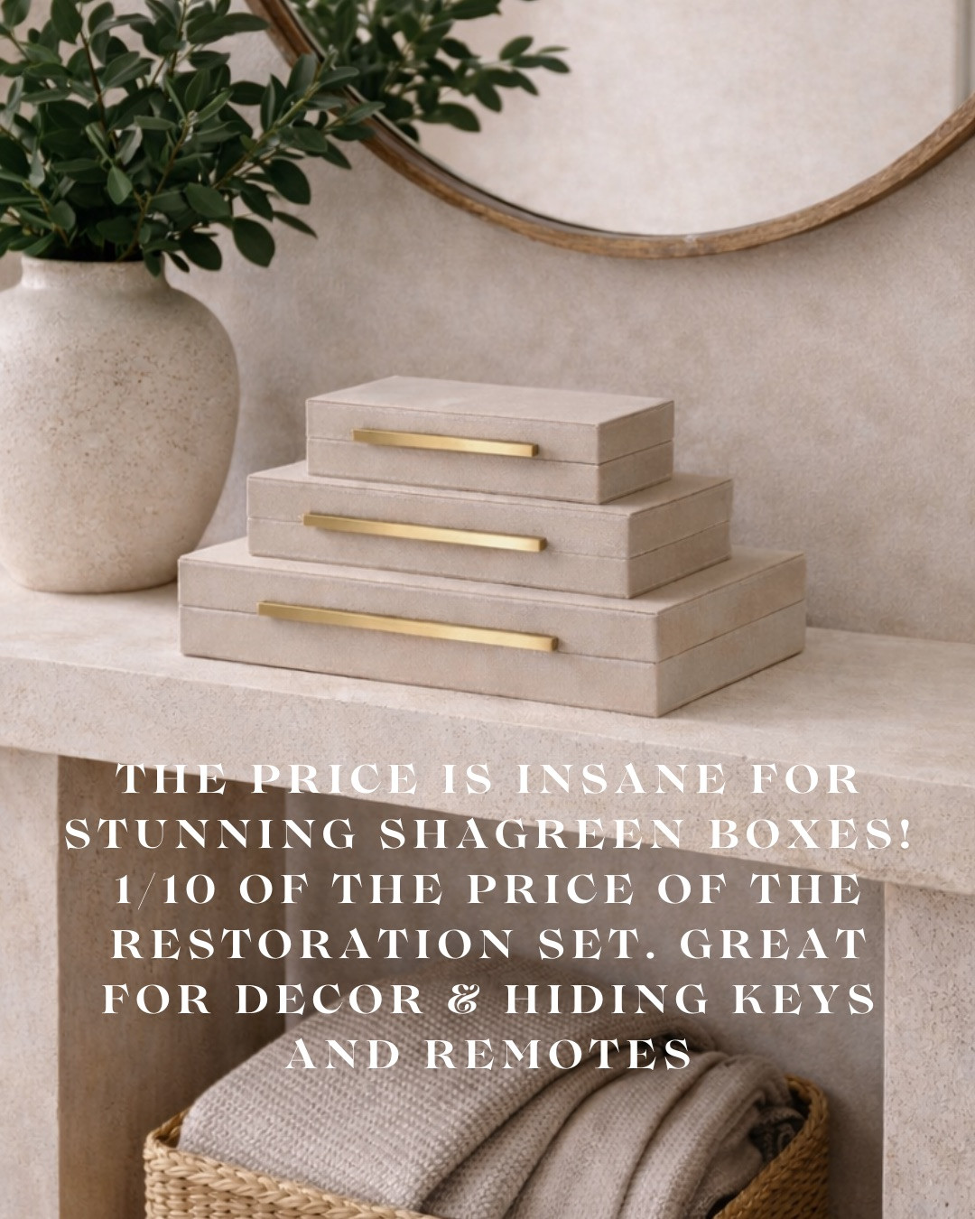 INSANE DEAL — DESIGNER SHAGREEN BOX SET FOR LESS! These SHAGREEN DECORATIVE BOXES look straight out of RESTORATION… but they’re a fraction of the price. The texture, the BRASS HARDWARE, the layered neutral tone — everything feels elevated and high-end.

Perfect for styling CONSOLES, ENTRY TABLES, or COFFEE TABLES — and secretly storing KEYS, REMOTES, or everyday clutter. Functional and beautiful is always a win.

#Amazon #TheHillaryStyle #LuxuryForLess #ShagreenDecor #DesignerLookForLess #NeutralHomeDecor #ModernOrganicStyle #CoffeeTableStyling #ElevatedInteriors #AmazonHomeFin 

 #LTKU #LTKOver40 #LTKHome