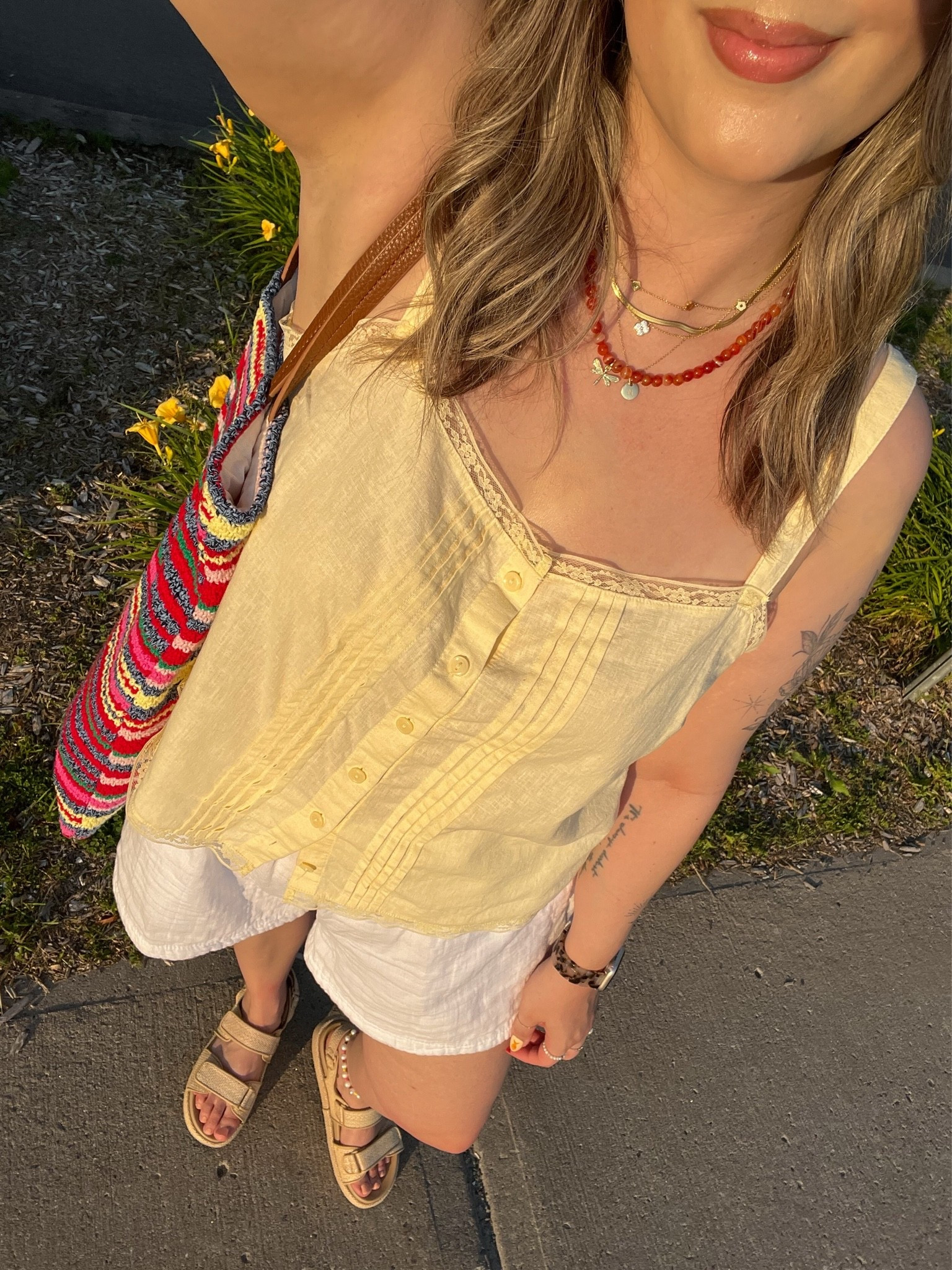 Summer outfit for a hot day! Wearing my usual L in the butter yellow tank top. White shorts are old, linked similar. Also linked similar sandals. Canadian top & bag link under “similar products”

#LTKsummer #LTKmidsize #LTKstyletip