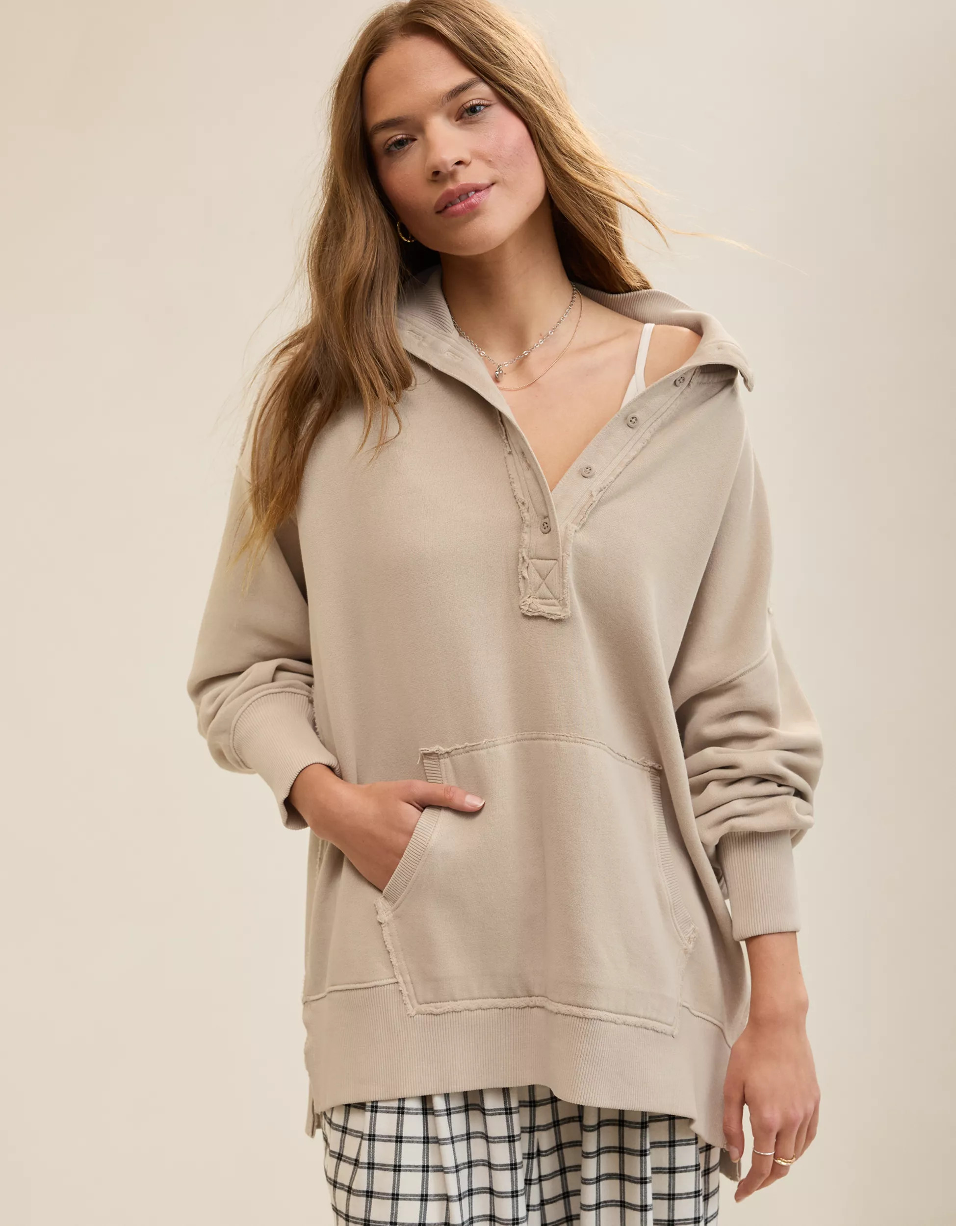 Aerie Vintage Popover Polo Sweatshirt | Aerie