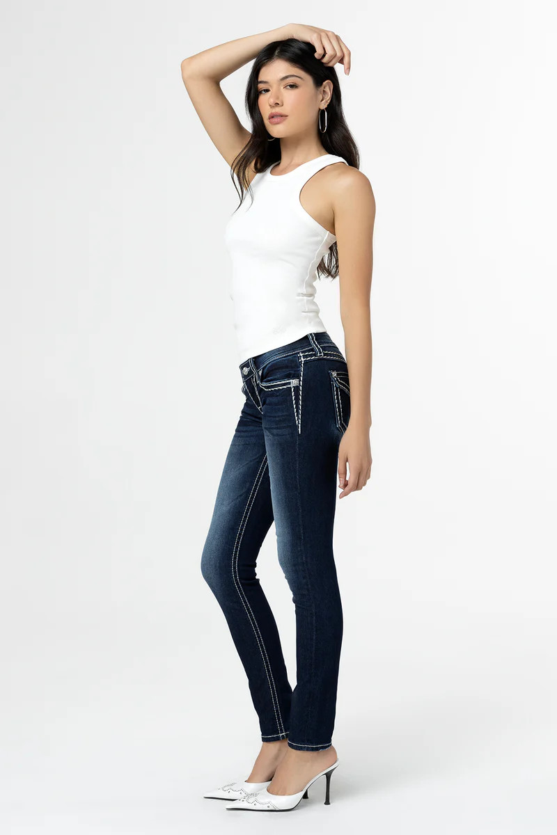 Big Stitch Dark Wash Skinny Jeans | Miss Me