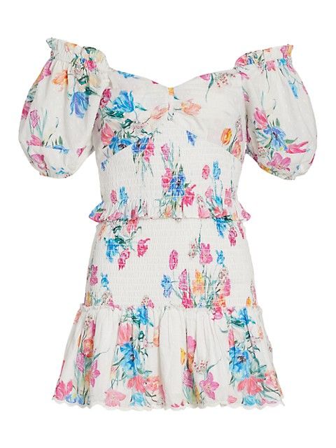 Jarrah Floral Smocked Cotton Minidress | Saks Fifth Avenue