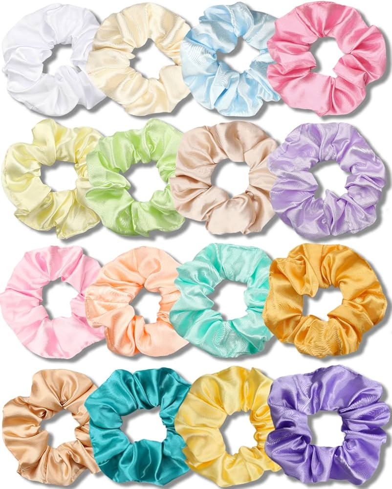 IVARYSS Satin Cute Scrunchies for Girls, Soft Than Silk for Hair, Fashion Ties and Bands for Thin... | Amazon (US)