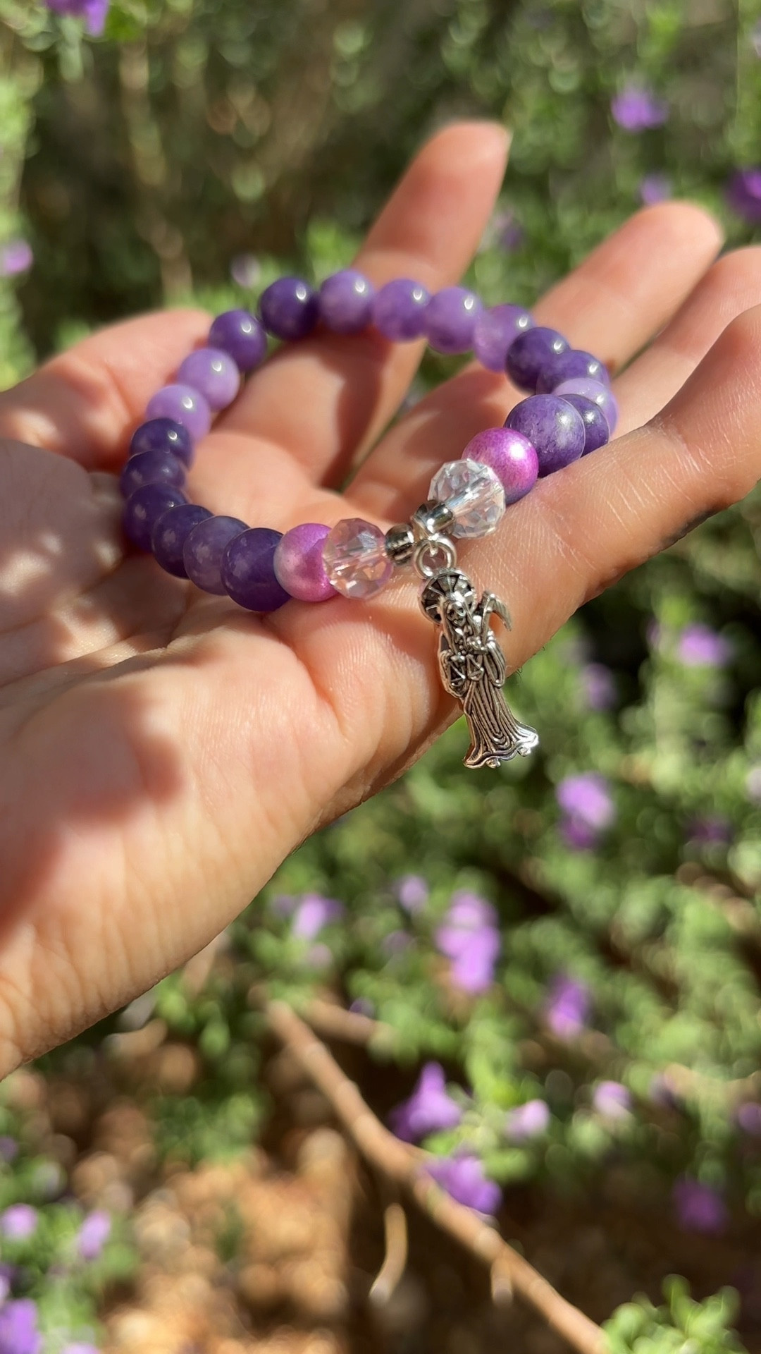 Amethyst Santa Muerte bracelet 