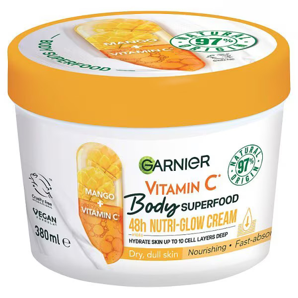 Garnier Body Superfood, Body Cream, Vitamin C & Mango, 380Ml | Superdrug