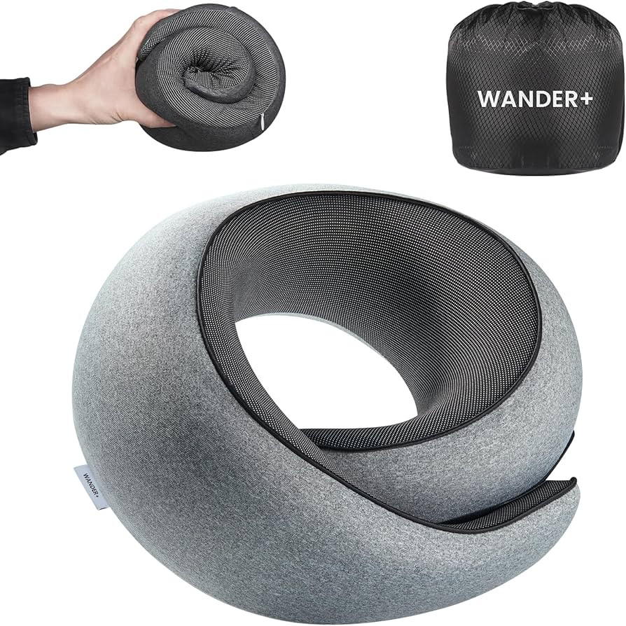 WANDER PLUS\u00ae Travel Neck Pillow, Pure Memory Foam Neck Pillow for Airplanes, Comfortable Bre... | Amazon (US)
