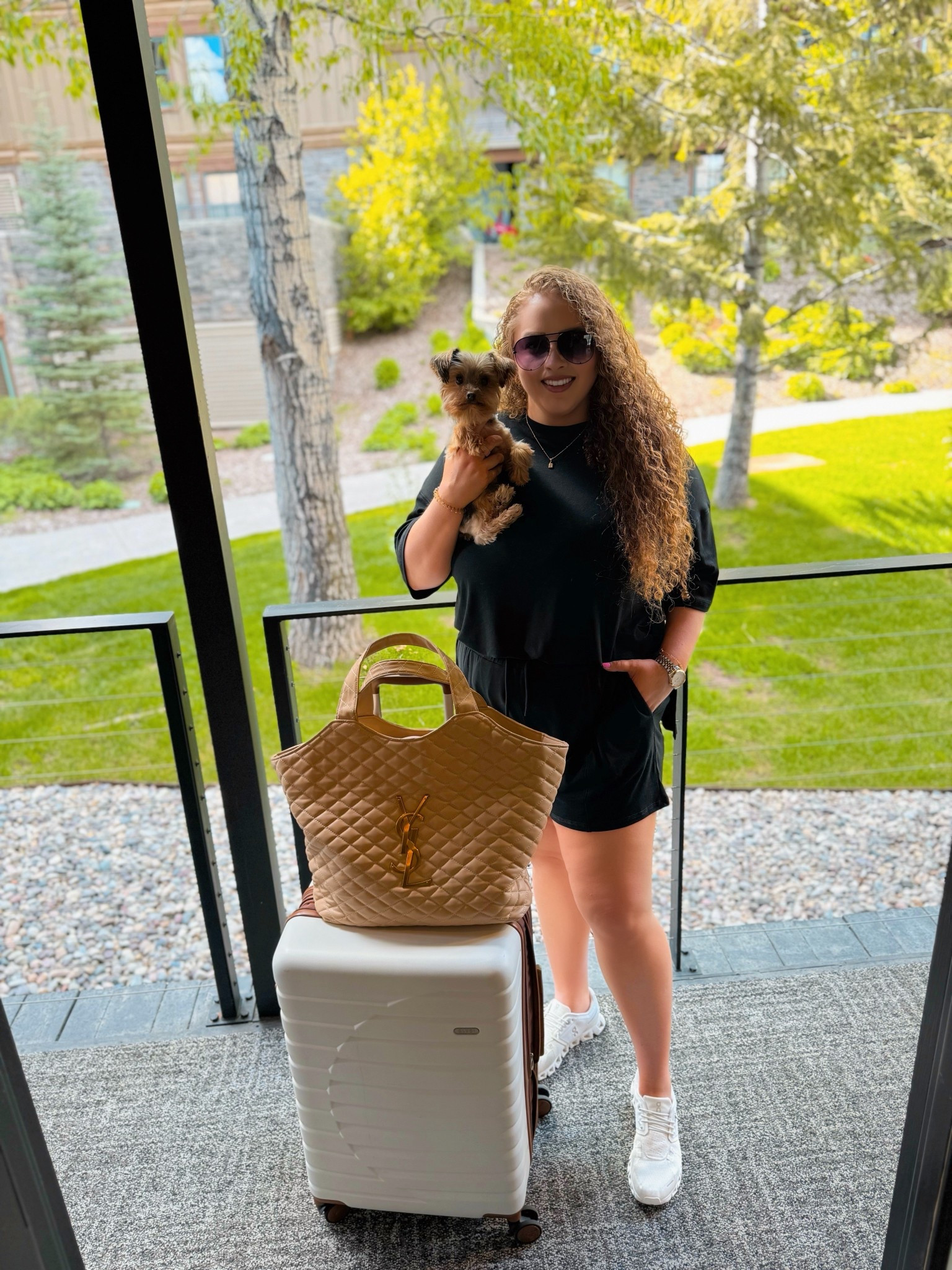 Vacation mode: activated 🖤✈️ me, my suitcase, and my sidekick pup ready to take on Jackson, WY 🐾🧳 matching the vibes in a black two piece and a whole lot of adventure energy 🤠🏔️ two piece set | amazon two piece set | black two piece set | travel two piece set | Amazon travel outfit | spring two piece set | summer two piece set | sneakers | on cloud sneakers | white on cloud sneakers | womens on cloud sneskers | casual outfit | Casual outfit inspo | amazon casual outfit | Amazon finds | Amazon fashion | amazon outfit | Amazon look | travel outfit | travel outfit inspo | spring travel | travel two piece set | casual outfit | casual set | suitcase | amazon suitcase | white suitcase | summer travel | summer travel outfit | Yellowstone trip | grand Teton trip | Yellowstone outfit | grand Teton outfit 

#LTKTravel #LTKMidsize #LTKStyleTip