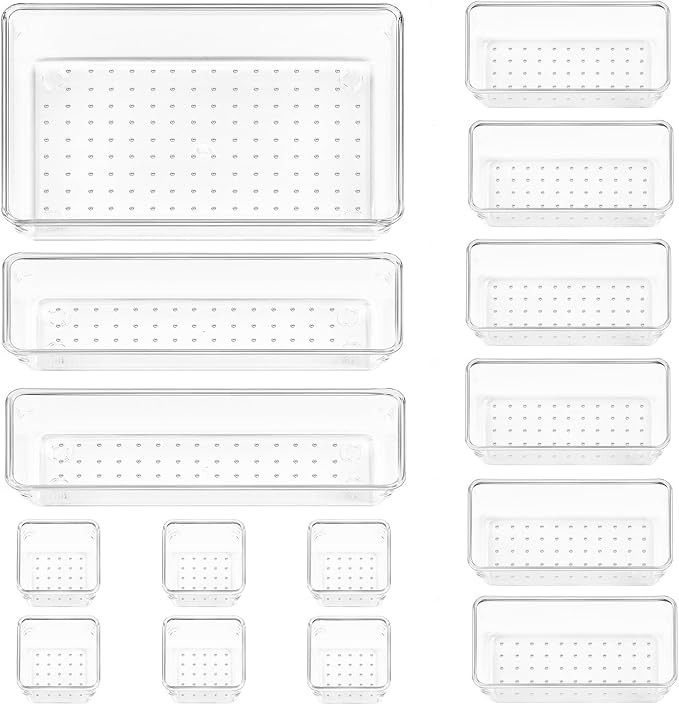 Vtopmart 15 Pack Drawer Organisers, 4-Size Versatile Bathroom and Vanity Drawer Organizer Trays, ... | Amazon (UK)