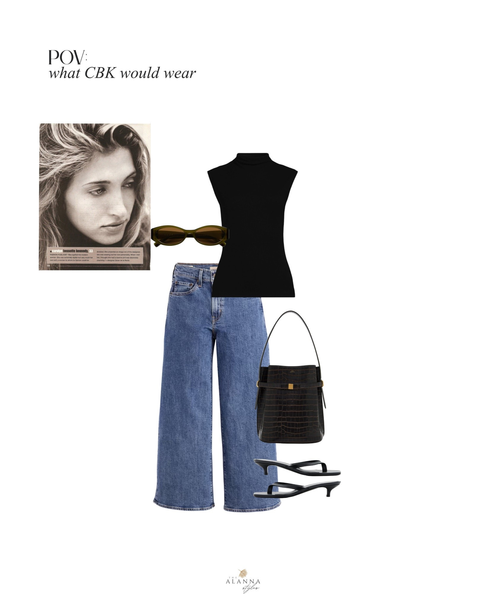 The perfect transitional outfit. A sleeveless turtleneck provides that 90s silhouette, while the croc-effect bucket bag adds a rich texture. It’s simple, effective, and timeless.

#LTKootd