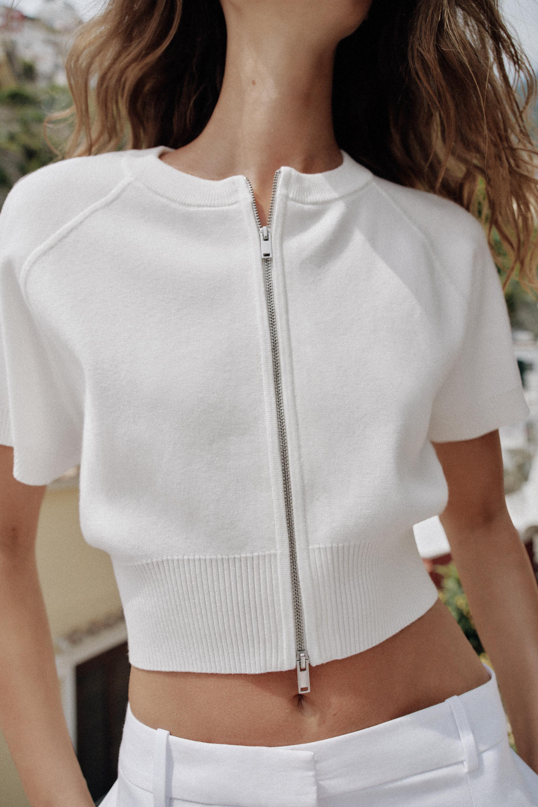 CROPPED KNIT JACKET WITH ZIPPER | Zara US
