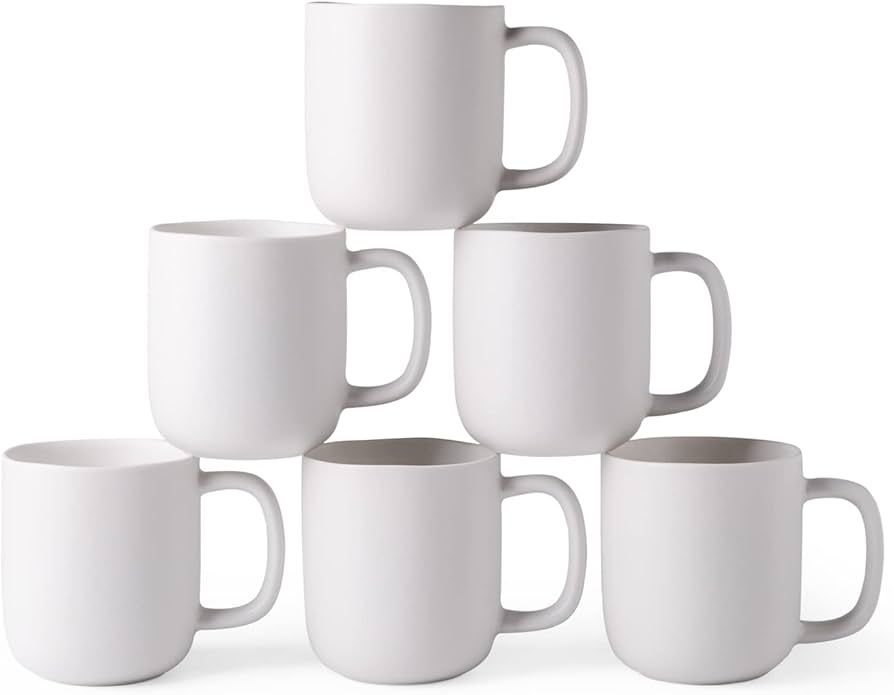 AmorArc 14oz Coffee Mugs Set of 6, Ceramic Coffee Mugs with Large Handle & Wavy Rim for Latte/Hot... | Amazon (US)