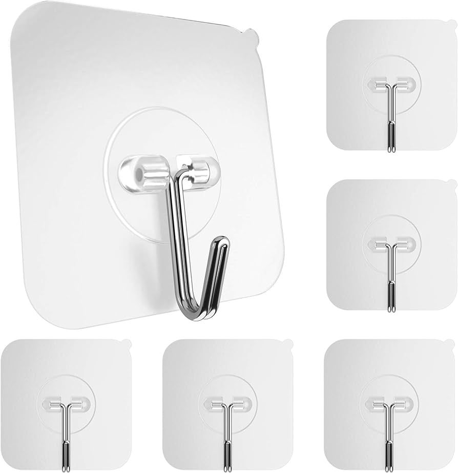 GLUIT Adhesive Hooks for Hanging Heavy Duty 22 lbs - Wall Hangers Without Nails, Waterproof Robe ... | Amazon (US)