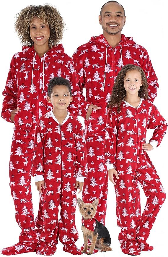 SleepytimePJs Family Matching Holiday Fleece Hooded Footed Onesie Pajamas | Amazon (US)