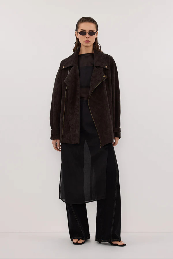 OAKLAND CHOC OVERSIZED FAUX SUEDE JACKET | DISSH