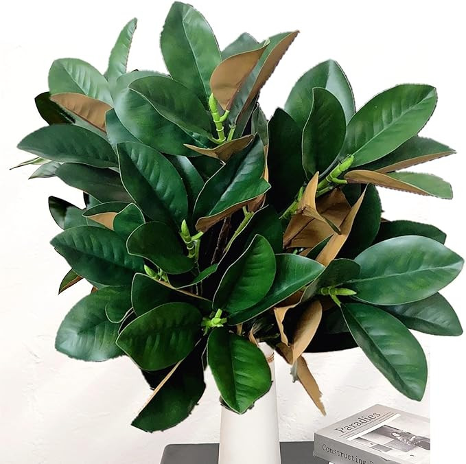Olivachel Artificial Magnolias Branch Faux Rubber Tree Leaves Long Stem Real Touch for Home Indoo... | Amazon (US)