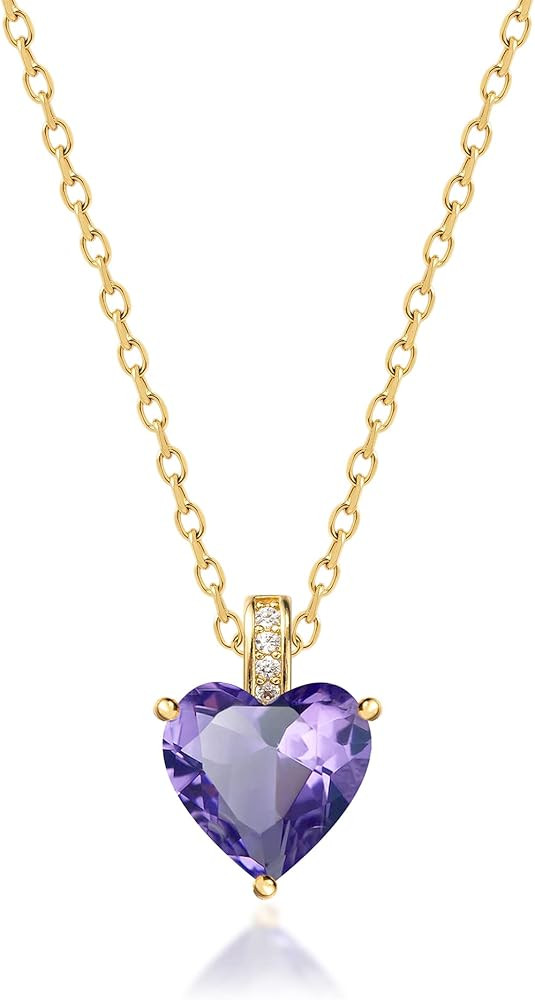 MIDDLUX Genuine Birthstone Necklace for Girls Women, Heart Love Necklace for Tween & Teen, Birthston | Amazon (US)