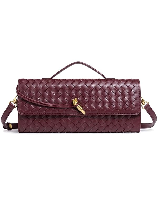 SKYK Trendy Clutch Purses for Women Shoulder Crossbody Bags PU Leather Handbag Woven Evening Bag | Amazon (US)